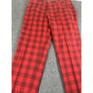 Adidas Golf Pants Mens 36 x 32 Red Plaid Lightweight Outdoors